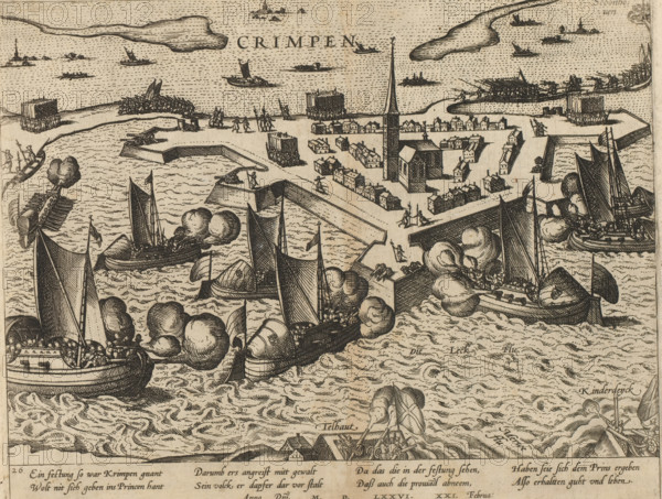 Capture of Krimpen, 1576, Series 6: Dutch Events, 1571-1576, print, album page, Siege of Krimpen