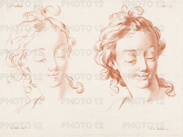 Two women's heads, Compositions with parts of the human body, IXe Cahier de Principes du Dessin