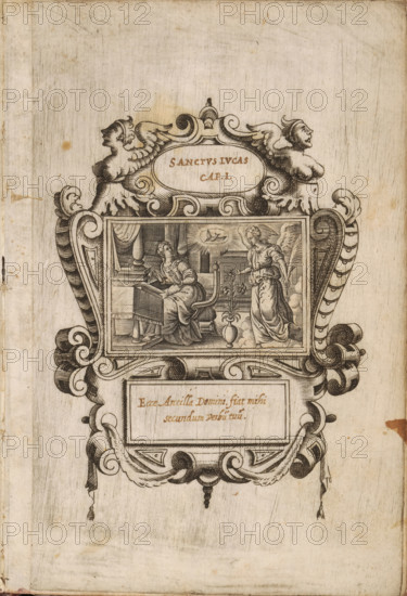 Annunciation, The Life of Christ, print, Series number, 1(56), The Annunciation to Mary. Part of a