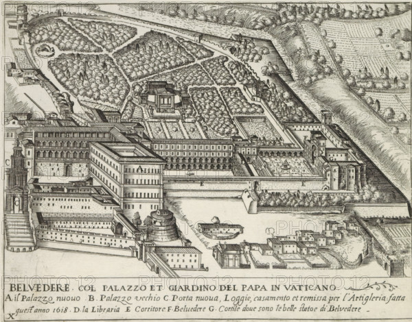 Apostolic Palace and Gardens in Vatican City, Belvedere col palazzo et giardino del Papa in