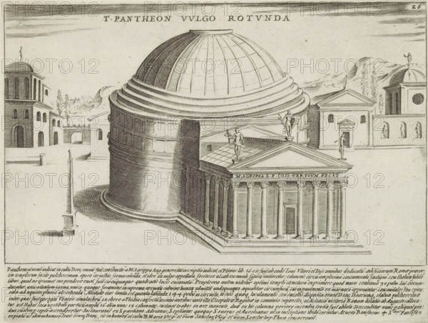 Pantheon in Rome, T. Pantheon vulgo Rotunda, Ancient monuments, Antiquae Urbis Splendor, print,