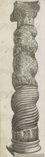 Twisted column from St. Peter's Basilica (Colonna Santa), Speculum Romanae Magnificentiae, print,