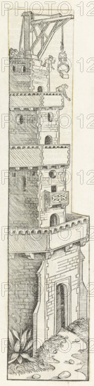 Construction of the Tower of Babel, Liber Chronicarum, print, album page, book illustration, The