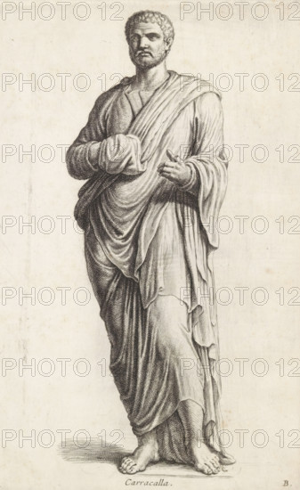Sculpture of Emperor Caracalla, Carracalla, print, album page, Series number, 2, 12, Classical