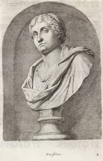 Bust of Faustina the Younger, Faustina, print, album page, Series number, 10, 12, Classical bust of