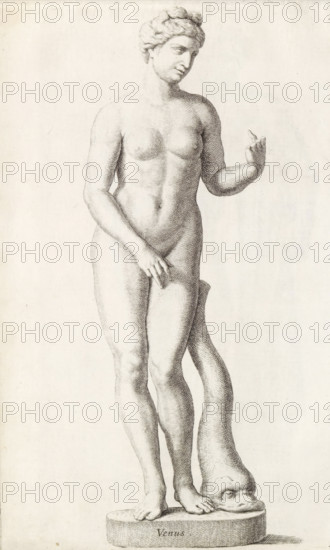 Venus, Sculpture of Venus with a dolphin, print, album page, Series number, 5, 98, Classical
