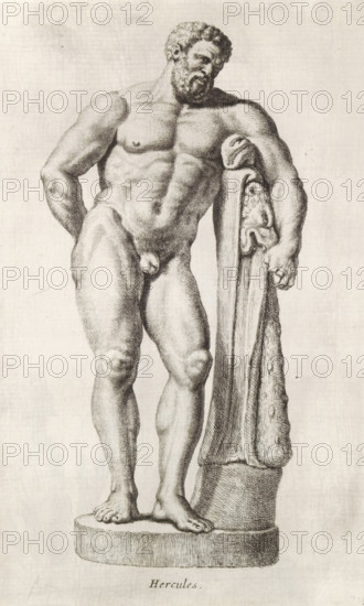 Sculpture of Hercules, Hercules, print, album page, Series number, 7, 98, Sculpture of Hercules