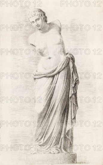 Julia, Sculpture of Julia, print, album page, Series number, 8, 98, Classical sculpture of a