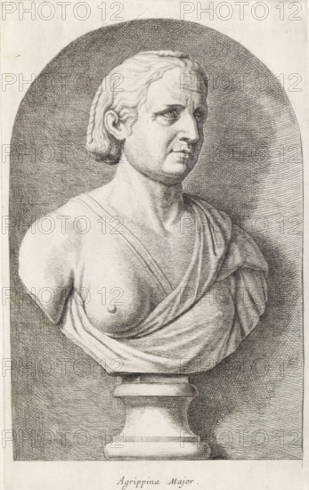 Bust of Agrippina the Elder, Agrippina Major, print, album page, Series number, 21, 98, Classical