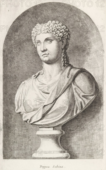 Poppea Sabina, Bust of Poppaea Sabina, print, album page, Series number, 22, 98, Classical bust of