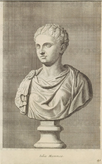 Bust of Empress Julia Mamaea, Julia Mammea, print, album page, Series number, 40, 98, Classical