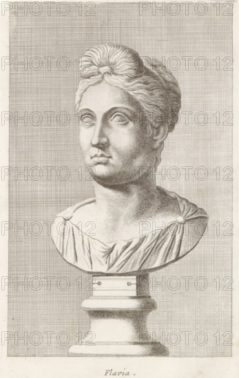 Flavia, Bust of Flavia, print, album page, Series number, 53, 98, Classical bust of Flavia. She has
