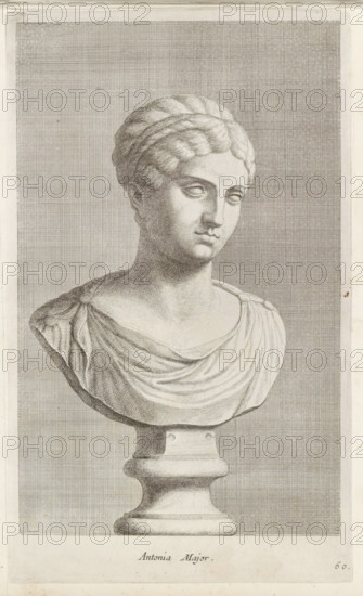 Bust of Antonia the Elder, Antonia Major, print, album page, Series number, 60, 98, Classical bust