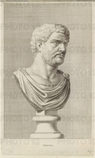 Severus, Bust of Severus, print, album page, Series number, 64, 98, Classical bust of a bearded