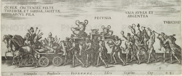 In triumpho Poplicolae, Iosephus libro Septimo Cap. 23, Triumph procession with wagons carrying war