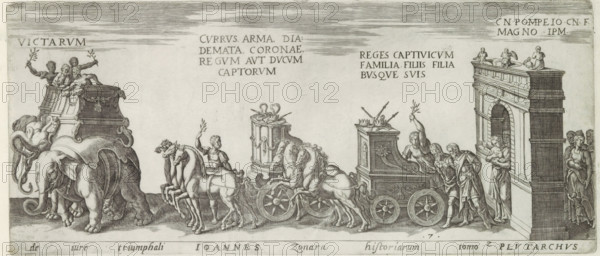 De iure triumphali Ioannes Zonara historiarum tomo 2 Plutarch, Triumph procession with elephants,
