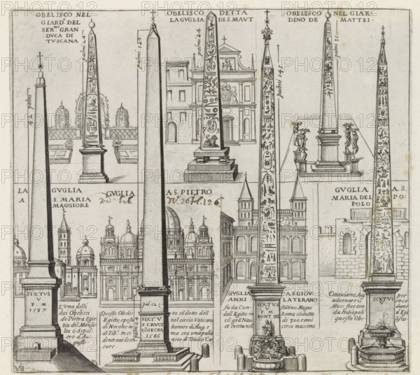 Obelisks in Rome, Monuments and buildings erected during the pontificates of Popes Paul V and