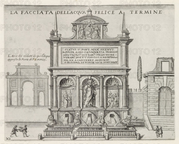Fontana dell'Acqua Felice in Rome, La facciata dell'Acqua Felice a Termine, Monuments and buildings