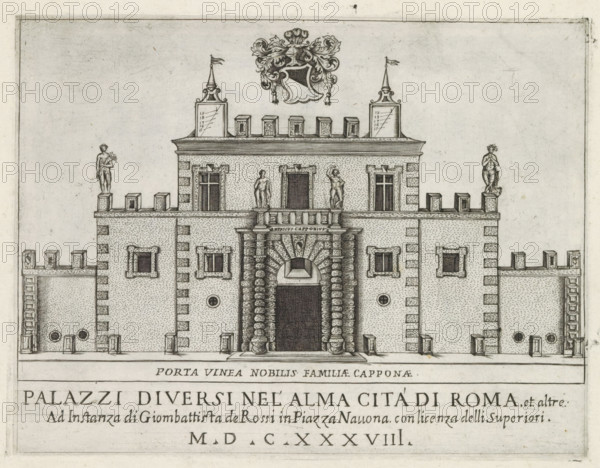 Title print with the gate of the Cappona family in Rome, Porta vinea nobilis familiae Capponae,