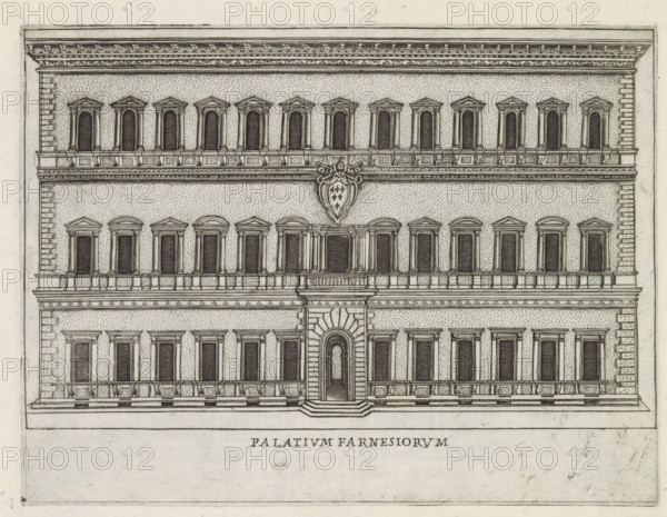 Façade of Palazzo Farnese in Rome, Palatium Farnesiorum, Famous buildings in Rome and beyond,
