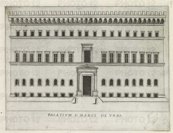 Palatium S. Marci de urbe, Façade of a palazzo in Rome, Famous buildings in Rome and beyond,