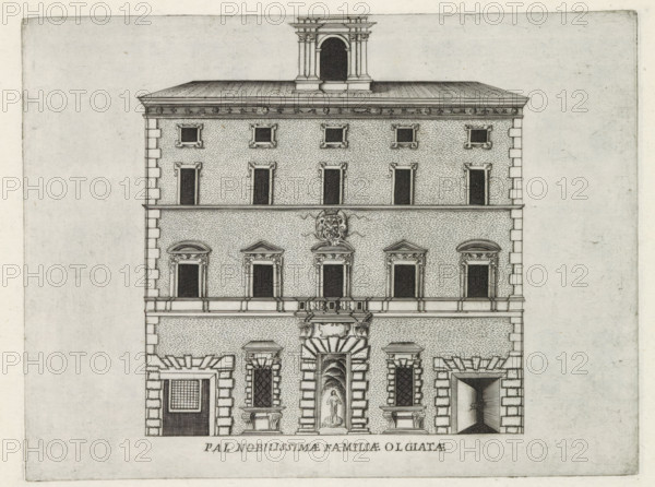 Façade of Palazzo Olgiati in Rome, Pal. nobilissimae familiae Olgiatae, Famous buildings in Rome