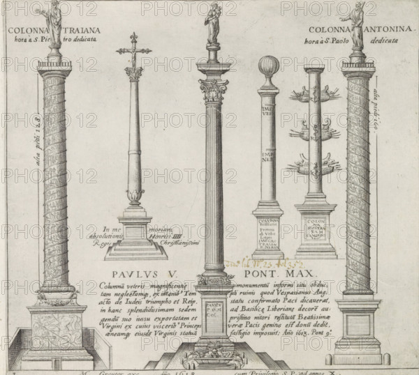 Memorial columns, Monuments and buildings erected during the pontificates of Popes Paul V and