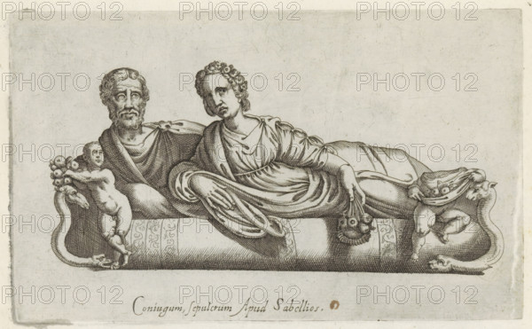 Lid of a sarcophagus with a double portrait of a couple, Sculptures from antiquity, print, album