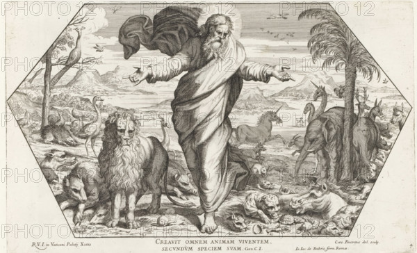 Creation of the Animals, Imagines Veteris ac Novi Testamenti, Raphael Bible, Paintings in the