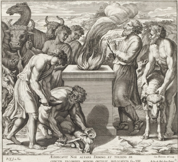 Noah offering to God, Imagines Veteris ac Novi Testamenti, Paintings in the Loggia of Raphael,