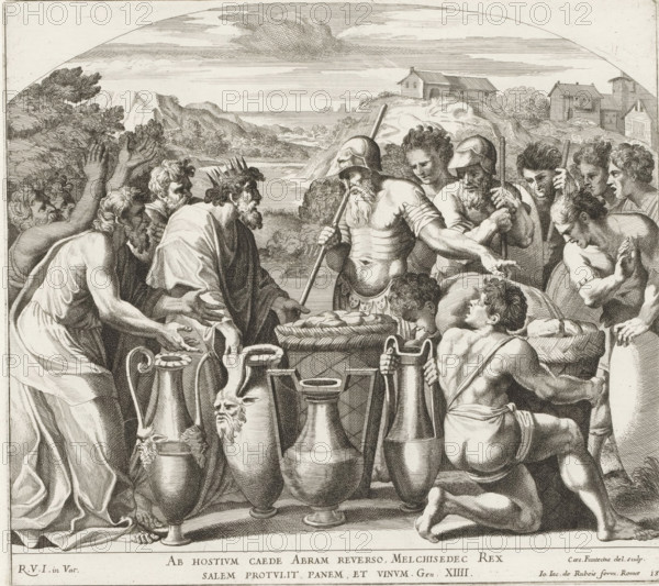 Meeting between Abraham and Melchizedek, Raphael Bible, Paintings in the Loggia by Raphael,