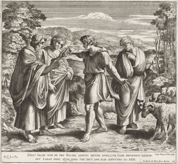 Jacob complains to Laban, Paintings in the Loggia by Raphael, Imagines Veteris ac Novi Testamenti,