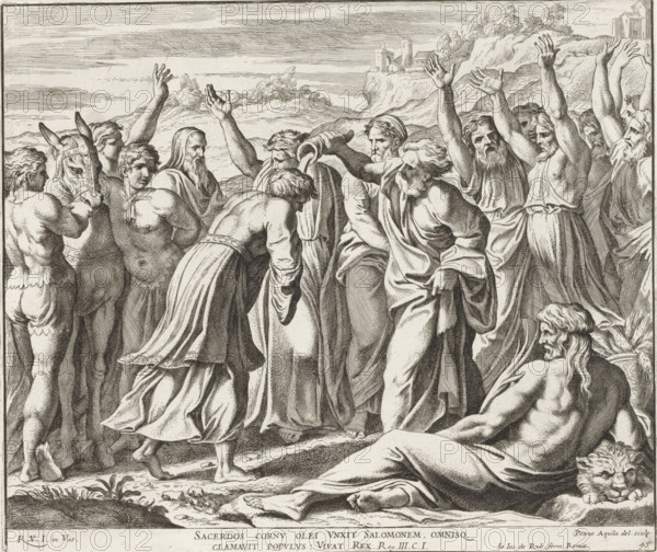 Solomon anointed king by Sadoc, Raphael Bible, Paintings in the Loggia by Raphael, Imagines Veteris