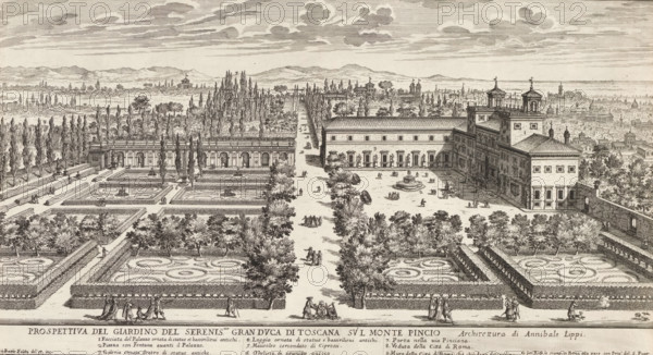 View of the Villa Medici and garden in Rome, Prospettiva del giardino del serenic.mo gran duca di