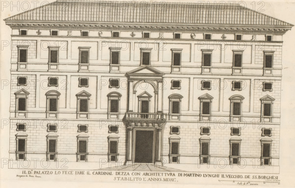 Il do palazzo la fece fare il cardinal Dezz, Façade of Palazzo Borghese, Roman palaces, Palazzi di