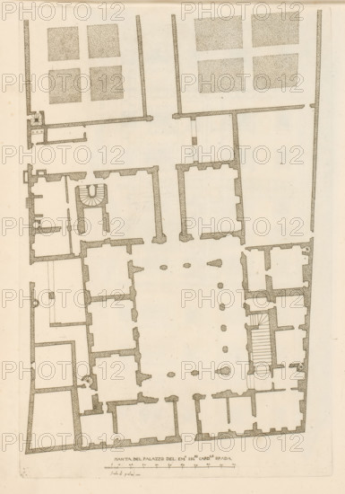 Map of Palazzo Spada, Pianta del palazzo del em.o sig.re card.le Spada, Palazzi di Roma dei più