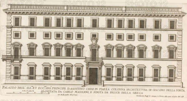 Palazzo dell' ill.mo et ecc.mo sig.r principle D. Agostino Chigi in Piazza Colonn, Façade of the