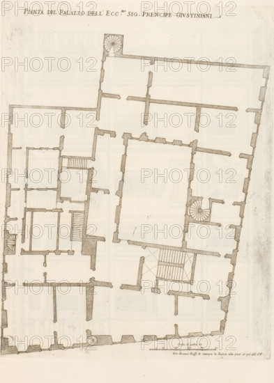 Map of Palazzo Giustiniani, Pianta del Palazzo dell'ecc.mo sig. Prencipe Giustiniani, Palazzi di