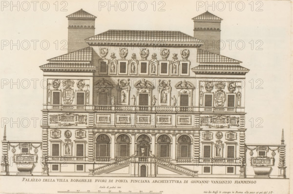 Rear facade of the Villa Borghese Pinciana, Palazzo della Villa Borghese fuori di Porta Pincian,