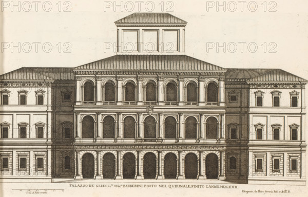 Façade of Palazzo Barberini, Palazzo de gli ecc.mi sig.ri Barberini posto nel Quirinale finito