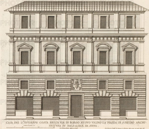 Façade of the house of Giuseppe Costa, Casa del sr Giuseppe Costa nella Via di Borgo Nuov, Palazzi