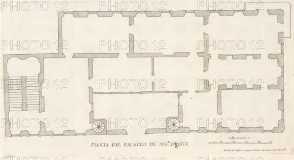 Map of Palazzo Bonaparte, Pianta del Palazzo de' sig.ri d'Asti, Palazzi di Roma dei più celebri