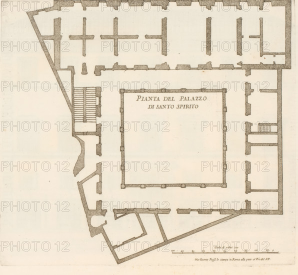Map of the palace of the commendatore of the church of Santo Spirito, Pianta del Palazzo di Santo