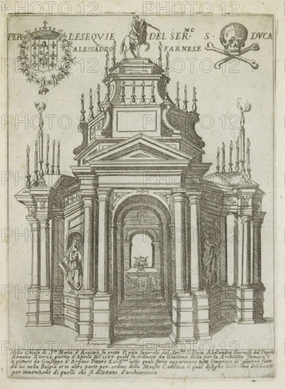 Per l'esequie del ser.mo S. duca Alessadro Farnese, Tomb monument of Alessandro Farnese in the