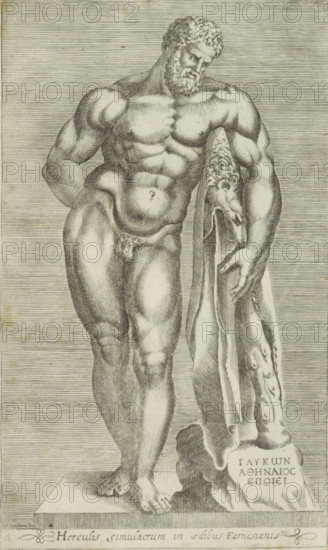 Herculis simulacrum in aedibus Farnesiani, Sculpture of Hercules, Hercules Farnese, Antiquarum