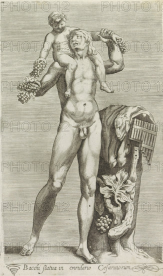 Bacchi statua in viridario Cesarinorum, Sculpture of Silenus with the young Bacchus on his