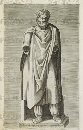 Parthorium rex captivis e nigro lapide Romae in aedib Cesys, Sculpture of a captive king,