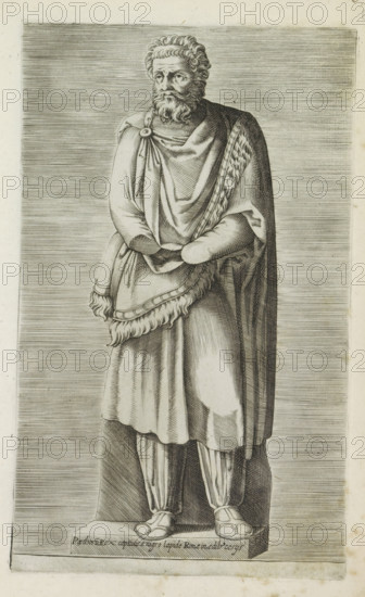 Parthoru rex captivis e nigro lapide Romae in aedib Cesys, Sculpture of a captive king, Antiquarum