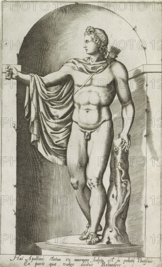 Haec Apollinis statua ex marmore sculpta est in palatij pontificis, Sculpture of Apollo, Apollo
