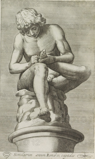 Simulacrum aeneum Romae in capitolo, Spinario, Sculpture of a boy with a thorn in his foot, Ancient